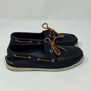 Sperry Top Sider Boat Shoes Mens 10 M Blue Leather 2 Eye Casual Preppy Moc Toe